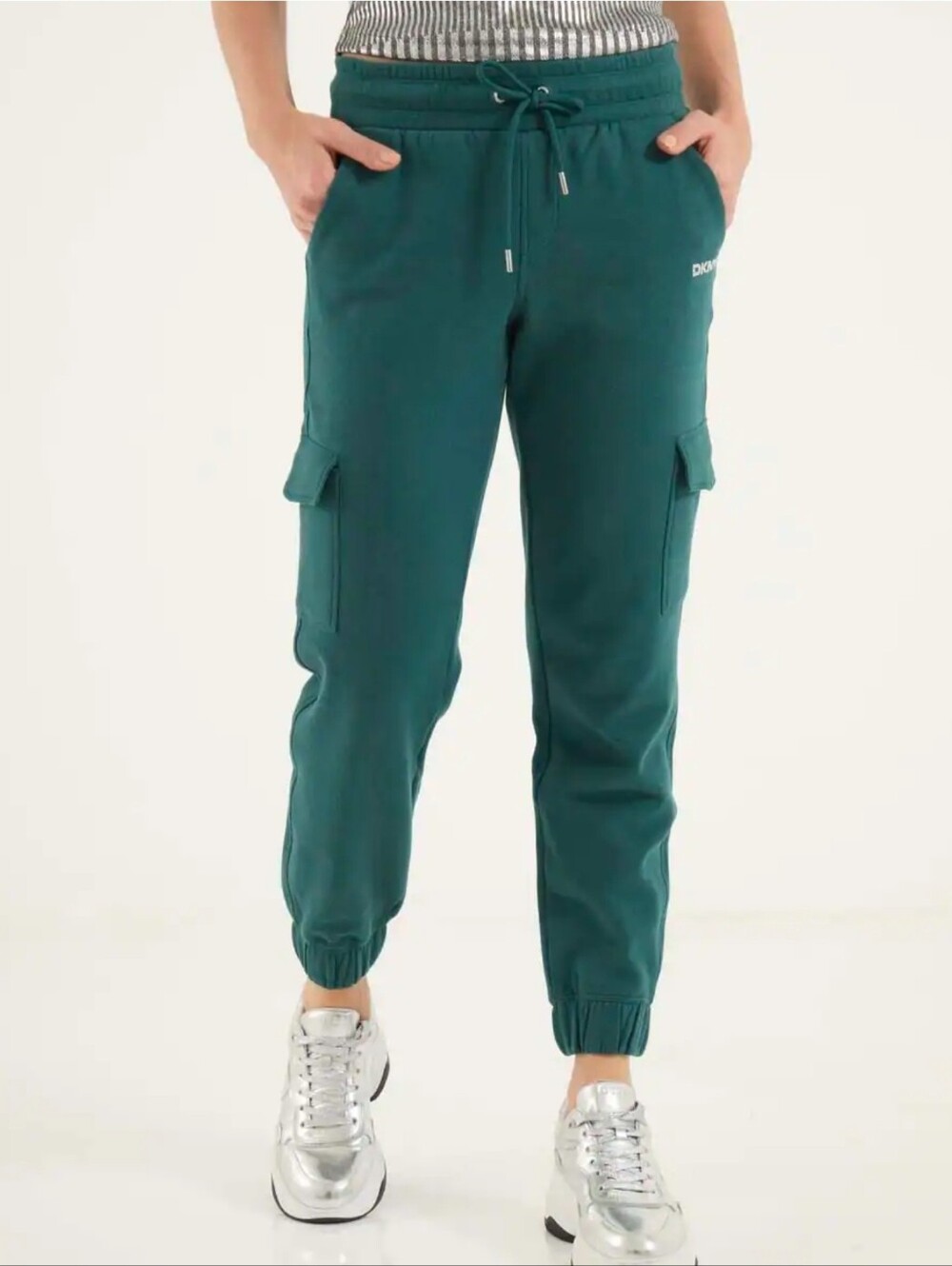 DKNY Sport Cargo Jogger Sweatpants Green XL NWT Drawstring Cotton Blend